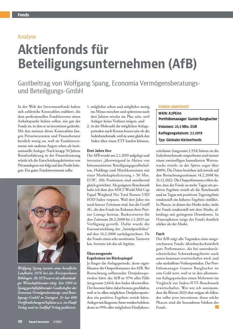 Fonds Analyse - Aktienfonds für Beteiligungsunternehmen 2021 und 2023