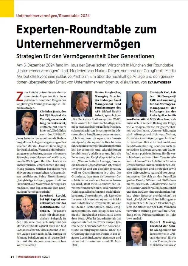 Experten-Roundtable zum Unternehmervermögen